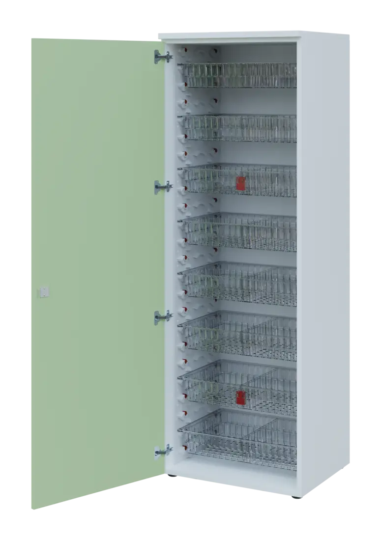 EUROMEDICA D - 66/M TRANSPARENT skříň léková boxová, 1-dveřová, levá, 1950x660x535, korpus bílý, dví